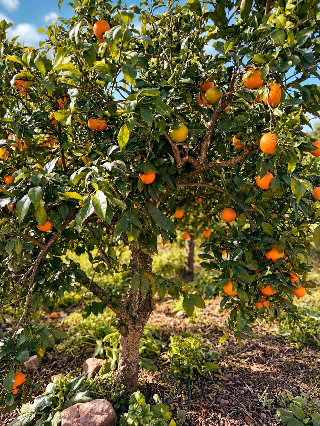 Orangenbaum voller reifer Früchte